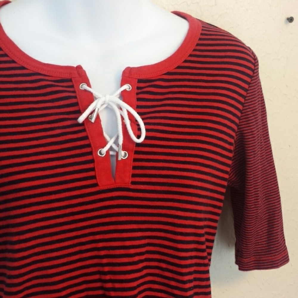 🩶 SagHarbor short sleeve stripe tee shirt